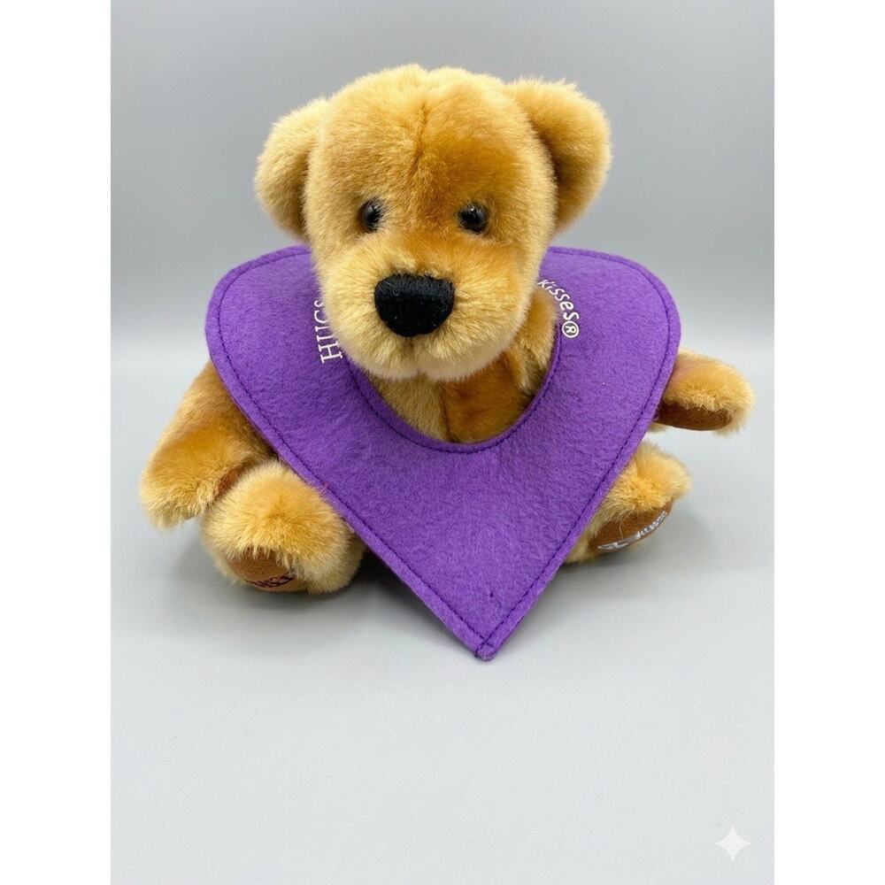Vtg 2002 Hershey’s Kisses Teddy Bear Plush Purple Heart Bib Hugs & Kisses Rare